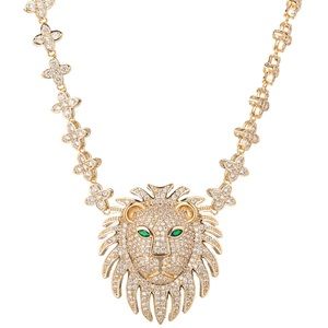Lion Head Cz Pendant Necklace